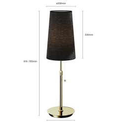 Lucande Pordis-bordlampe, messing-sort