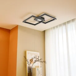 Lucande Loftlamper>Smart LED-loftslampe Tjado, 85 cm, sort, RGB, CCT