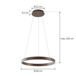 Lucande Smart LED-pendel Yonam, kaffe, 1-lys, Tuya