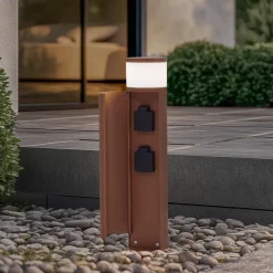 sokkellampe Corban, rust, dør, stikkontakter, G9, IP44^Lucande Discount