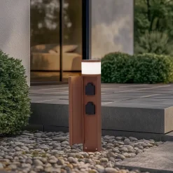 sokkellampe Corban, rust, dør, stikkontakter, G9, IP44^Lucande Discount