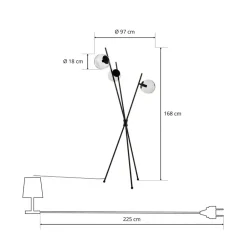 Sotiana gulvlampe, 3 glaskugler, sort^Lucande Sale