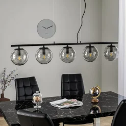 Lucande Pendellamper|Pendellamper>Sotiana hængelampe, 5 glaskugler, sort