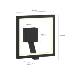Lucande Square LED-væglampe, antracit, metal, IP65