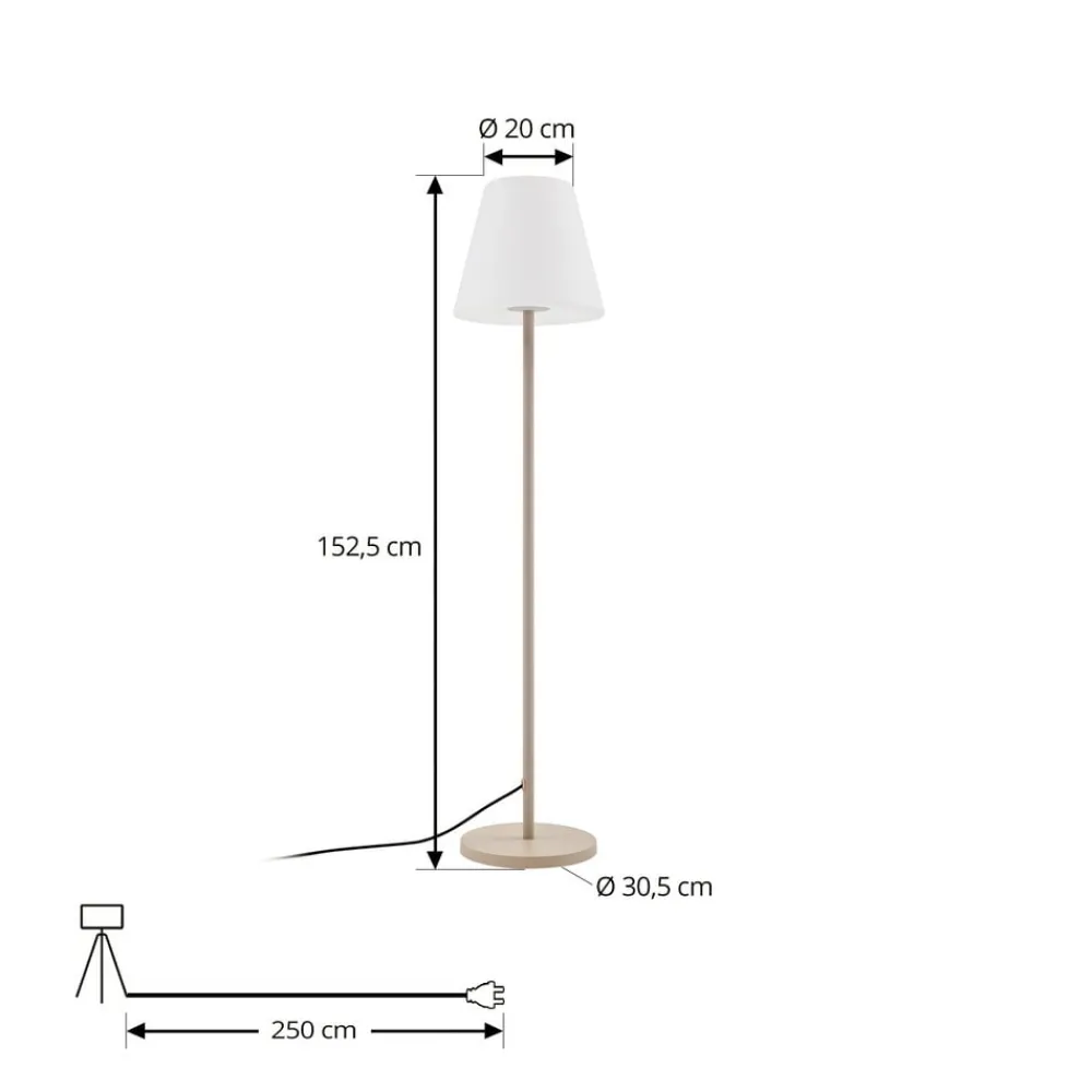 terrasselampe Jaimy, beige, metal, 150 cm, E27^Lucande Discount