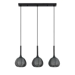 Lucande Tetira hængelampe, 3 lyskilder, lang, sort