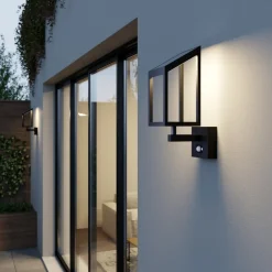 Lucande Timeo LED-udendørs væglampe med solcelle