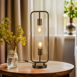 Lucande Bordlamper>Tornike bordlampe, 2 lyskilder, jern