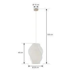 Lucande Tovina hængelampe, tekstil, hvid, Ø35cm