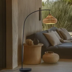 udendørs gulvlampe Taniola, beige, rattan, 195 cm, IP44^Lucande Hot