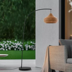 udendørs gulvlampe Taniola, beige, rattan, 195 cm, IP44^Lucande Hot