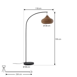 udendørs gulvlampe Taniola, beige, rattan, 195 cm, IP44^Lucande Hot