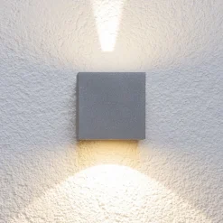 Lucande udendørs LED-væglampe Jarno, sølv, metal, 9 cm