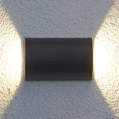 udendørs LED-væglampe Jale, 16 cm, antracit, aluminium^Lucande Outlet