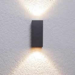 udendørs LED-væglampe Tavi, højde 15 cm, sort^Lucande Hot