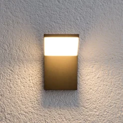 Lucande udendørs LED-væglampe Nevio, 17 cm, antracit, aluminium