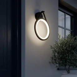 Lucande udendørs LED-væglampe Mirco, 30 cm, sort, IP65