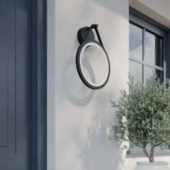 Lucande udendørs LED-væglampe Mirco, 30 cm, sort, IP65