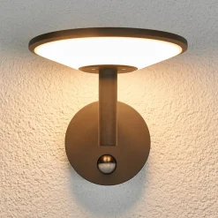 Lucande udendørs LED-væglampe Fenia, sensor, IP54, antracit
