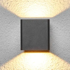Lucande udendørs LED-væglampe Aaron, antracit, IP54, op/ned