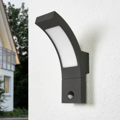 udendørs LED-væglampe Juvia, sensor, 27 cm, grå, IP54^Lucande Clearance