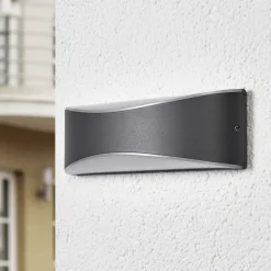 udendørs LED-væglampe Akira, antracit, metal, 23 cm^Lucande New