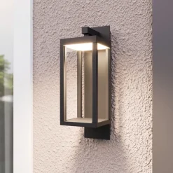 Lucande udendørs LED-væglampe Ferdinand, grå, metal, 38 cm