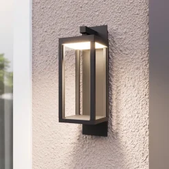 Lucande udendørs LED-væglampe Ferdinand, grå, metal, 38 cm