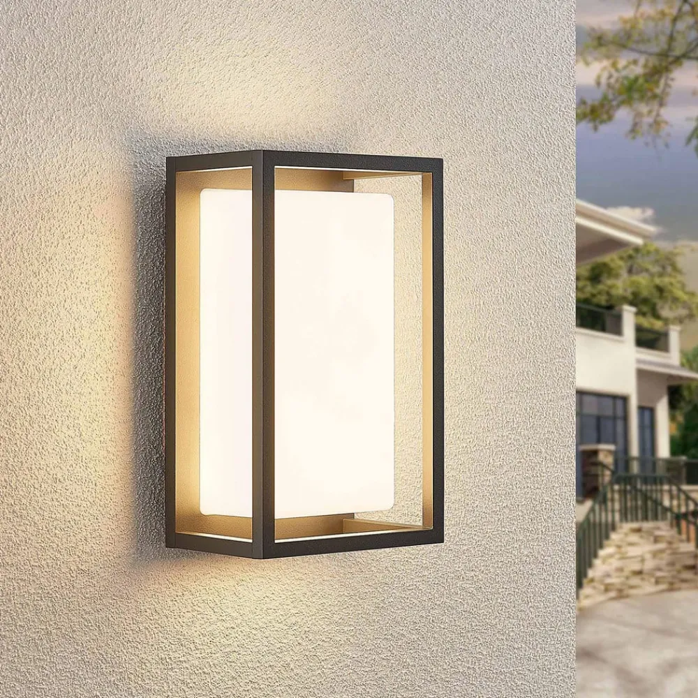 udendørs LED-væglampe Ilirian, antracit, aluminium, 15 cm^Lucande Hot