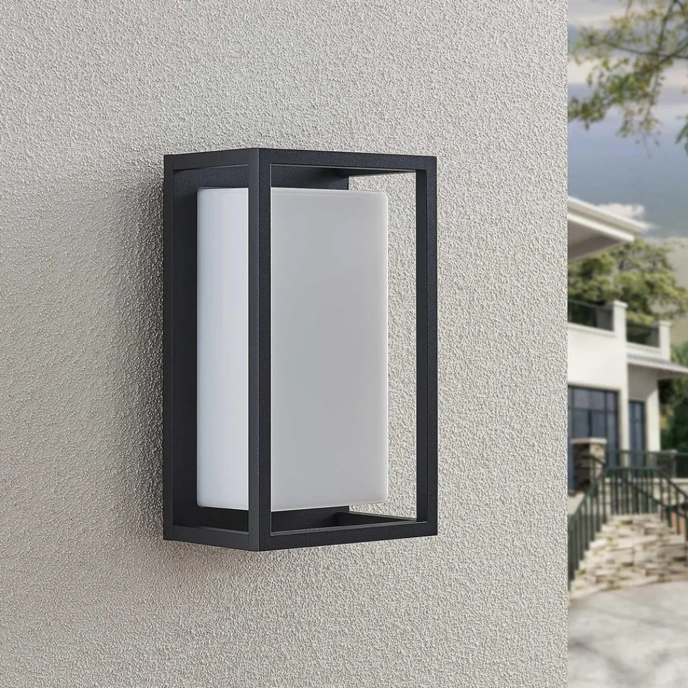 udendørs LED-væglampe Ilirian, antracit, aluminium, 15 cm^Lucande Hot