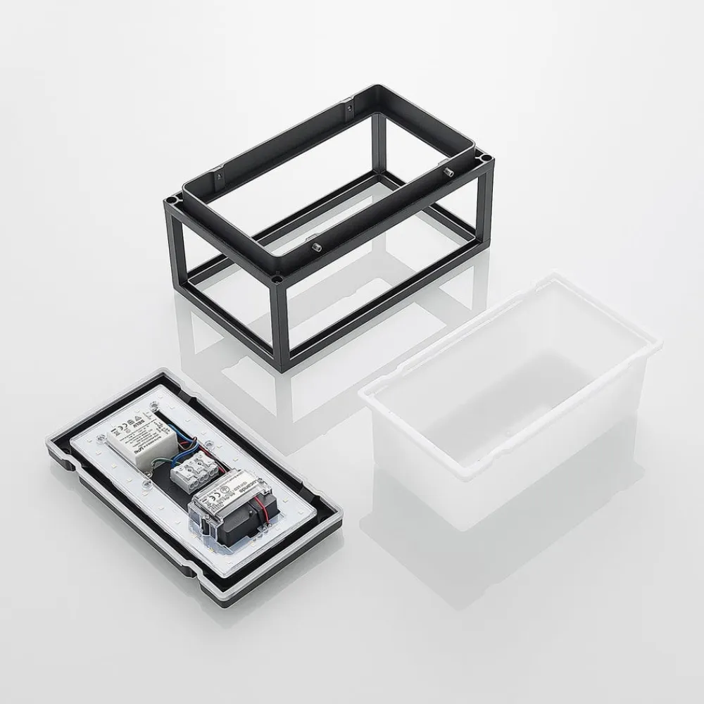 udendørs LED-væglampe Ilirian, antracit, aluminium, 15 cm^Lucande Hot