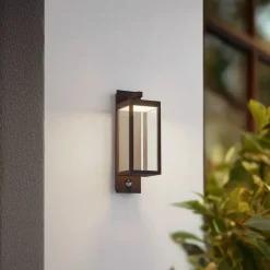 udendørs LED-væglampe Ferdinand, rust, sensor, IP54^Lucande New
