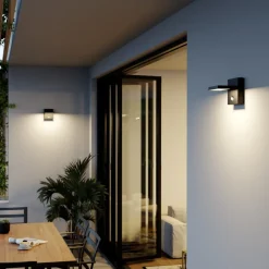 Lucande Væglampe Med Sensor|Terrassebelysning>udendørs LED-væglampe Silvan, antracit, sensor, IP54