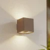 Lucande udendørs LED-væglampe Aaron, brun, IP54, op/ned