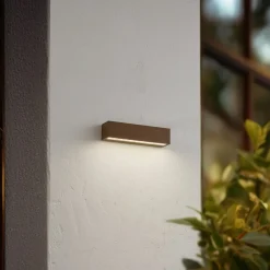 Lucande udendørs LED-væglampe Lengo, 25 cm, brun, down, 3000K
