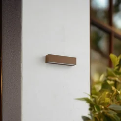 Lucande udendørs LED-væglampe Lengo, 25 cm, brun, down, 3000K