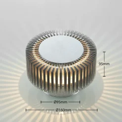 udendørs LED-væglampe Keany, metal, Ø 16 cm, IP54^Lucande