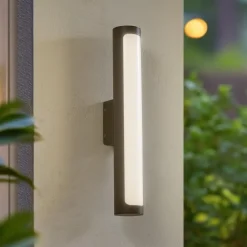 udendørs LED-væglampe Tuberia, antracit, metal, Ø 7cm^Lucande Best