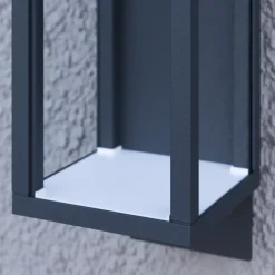 Lucande udendørs LED-væglampe Ferdinand, sensor, grå, 38 cm