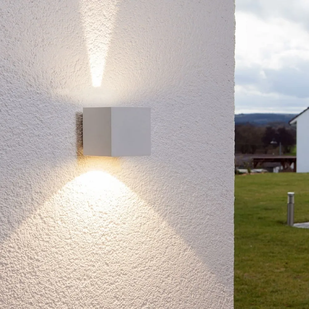 udendørs LED-væglampe Jarno, hvid, metal, 9 cm^Lucande Outlet