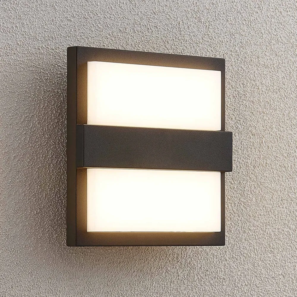 udendørs LED-væglampe Gylfi, 20 cm, antracit, aluminium^Lucande Outlet