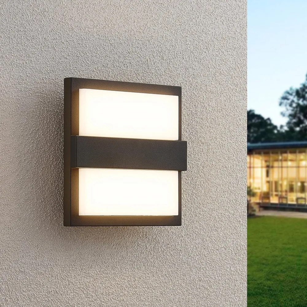 udendørs LED-væglampe Gylfi, 20 cm, antracit, aluminium^Lucande Outlet