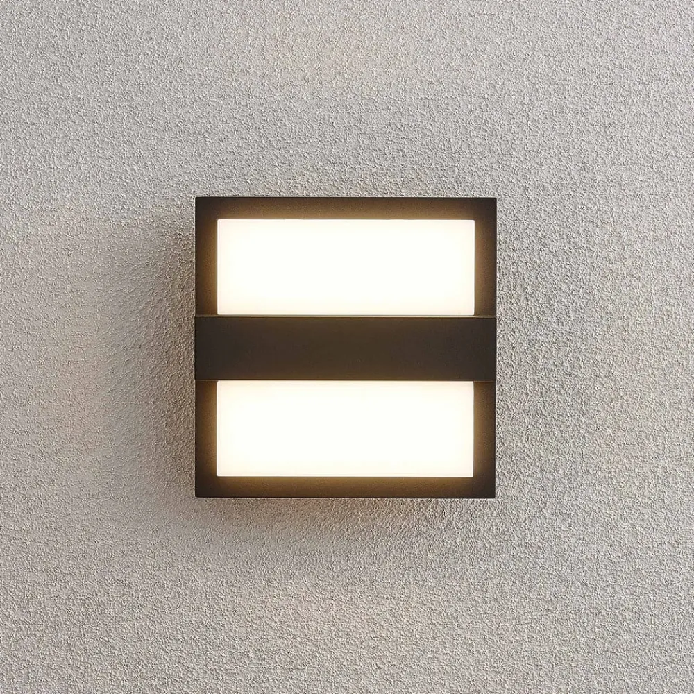 udendørs LED-væglampe Gylfi, 20 cm, antracit, aluminium^Lucande Outlet
