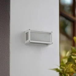 Lucande udendørs væglampe Aurelien, hvid, glas, 12,5 cm, IP54