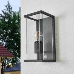 Lucande udendørs væglampe Annalea, 29 cm, 1 lyskilde, IP54, sensor