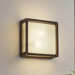 Lucande udendørs væglampe Aurelien, antracit, sensor, 25x25 cm