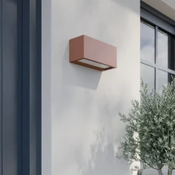Lucande udendørs væglampe Bente, rustfarvet, bredde 25 cm, IP54