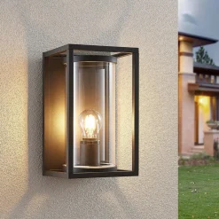 Lucande udendørs væglampe Brienne, 30 cm, antracit, metal