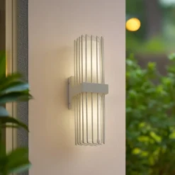 udendørs væglampe Chandan, 42 cm, hvid, metal, IP54^Lucande