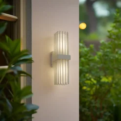 udendørs væglampe Chandan, 42 cm, hvid, metal, IP54^Lucande